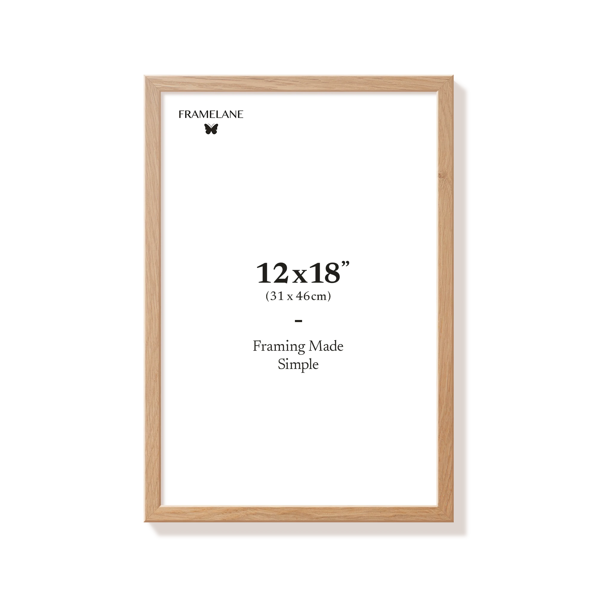 Natural oak picture frame 12x18 in, front view
