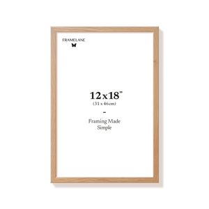 Natural oak picture frame 12x18 in, front view