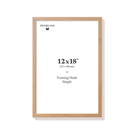 Natural oak picture frame 12x18 in, front view