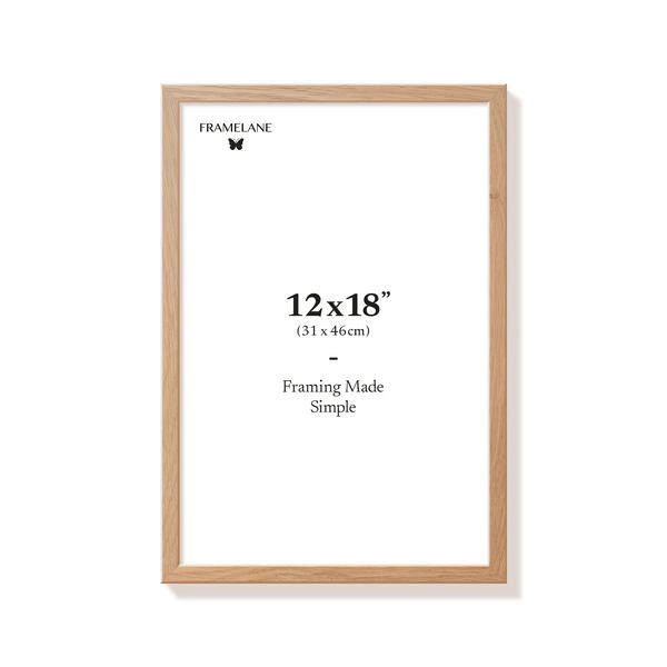 Natural oak picture frame 12x18 in, front view