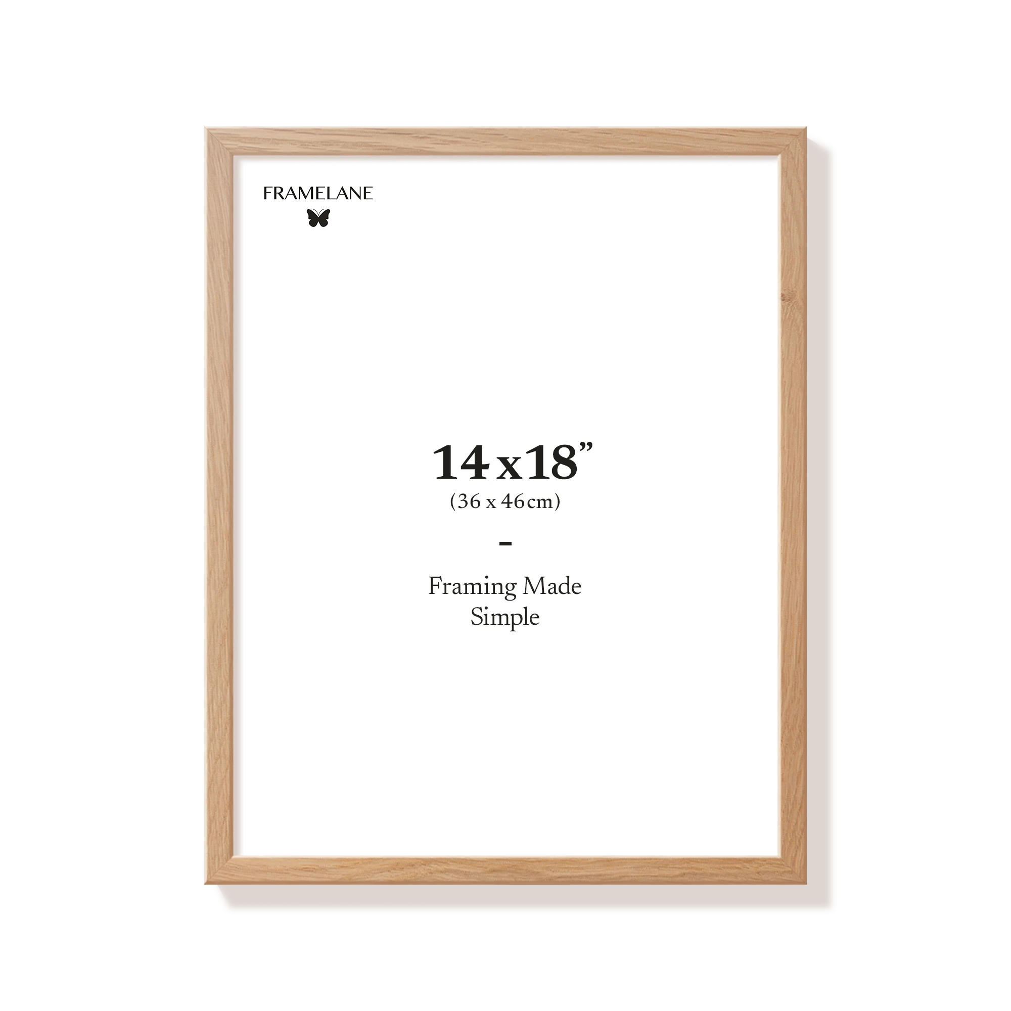 Natural oak picture frame 14x18 in, front view