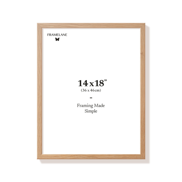Natural oak picture frame 14x18 in, front view