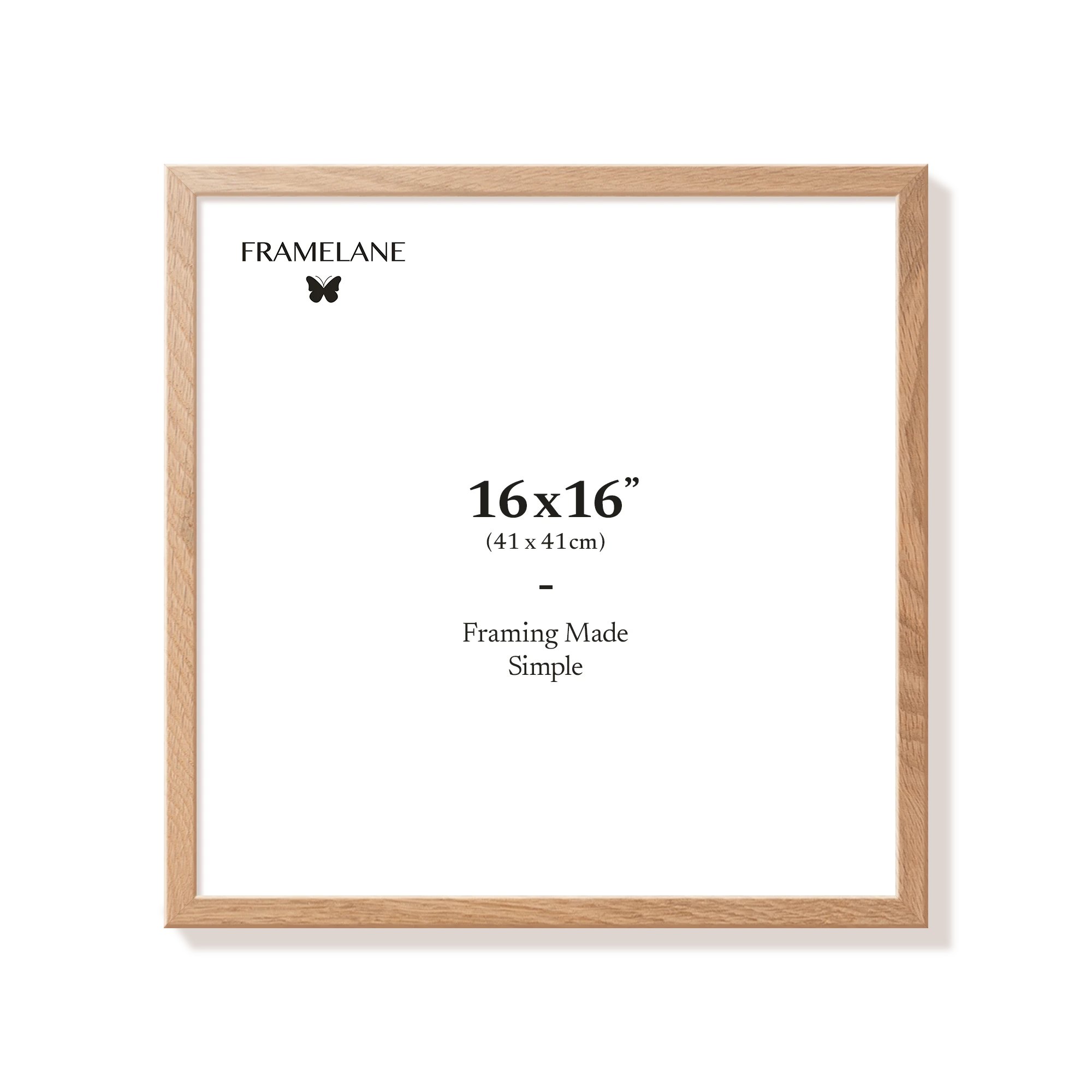 Natural oak picture frame 16x16 in, front view