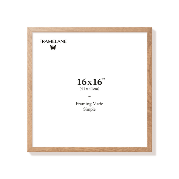 Natural oak picture frame 16x16 in, front view