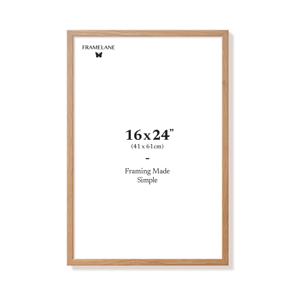 Natural oak picture frame 16x24 in, front view