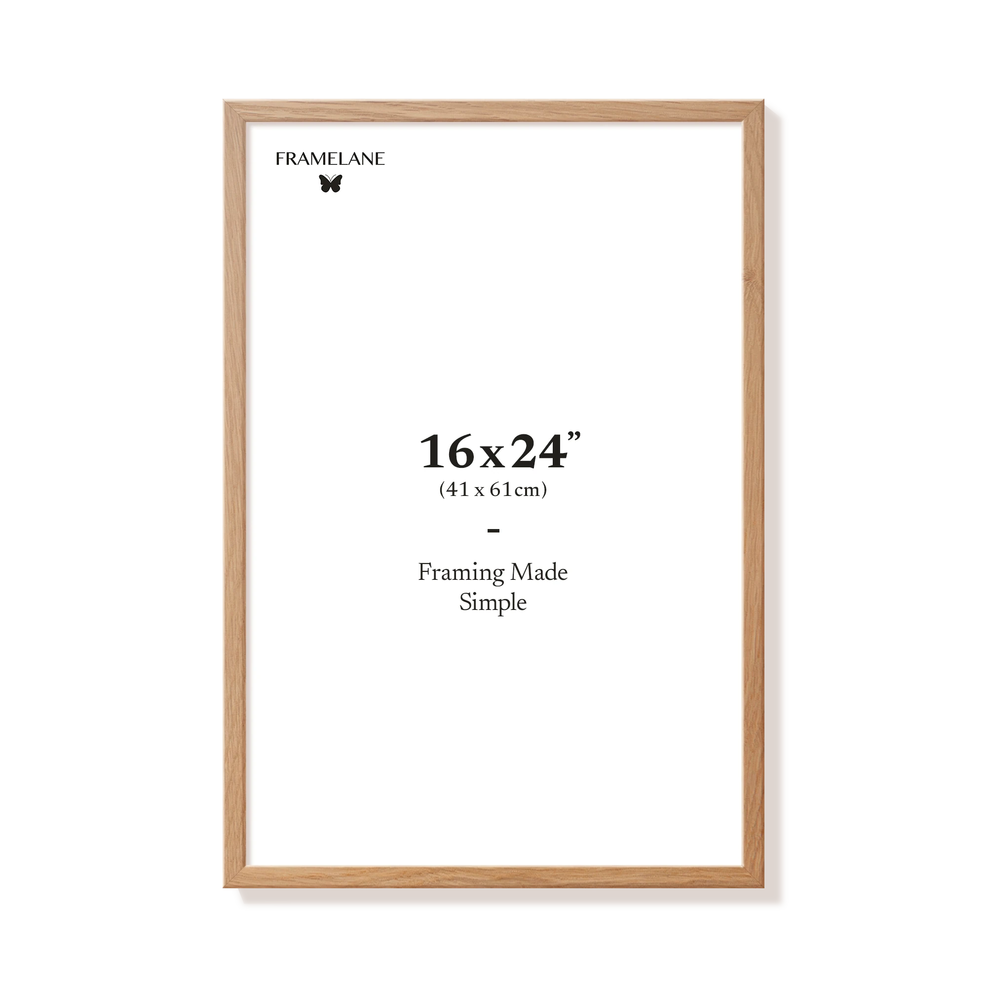 Natural oak picture frame 16x24 in, front view