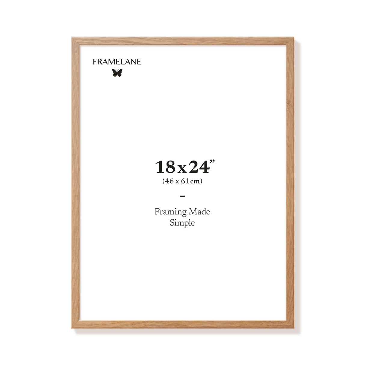 Natural oak picture frame 18x24 in, front view