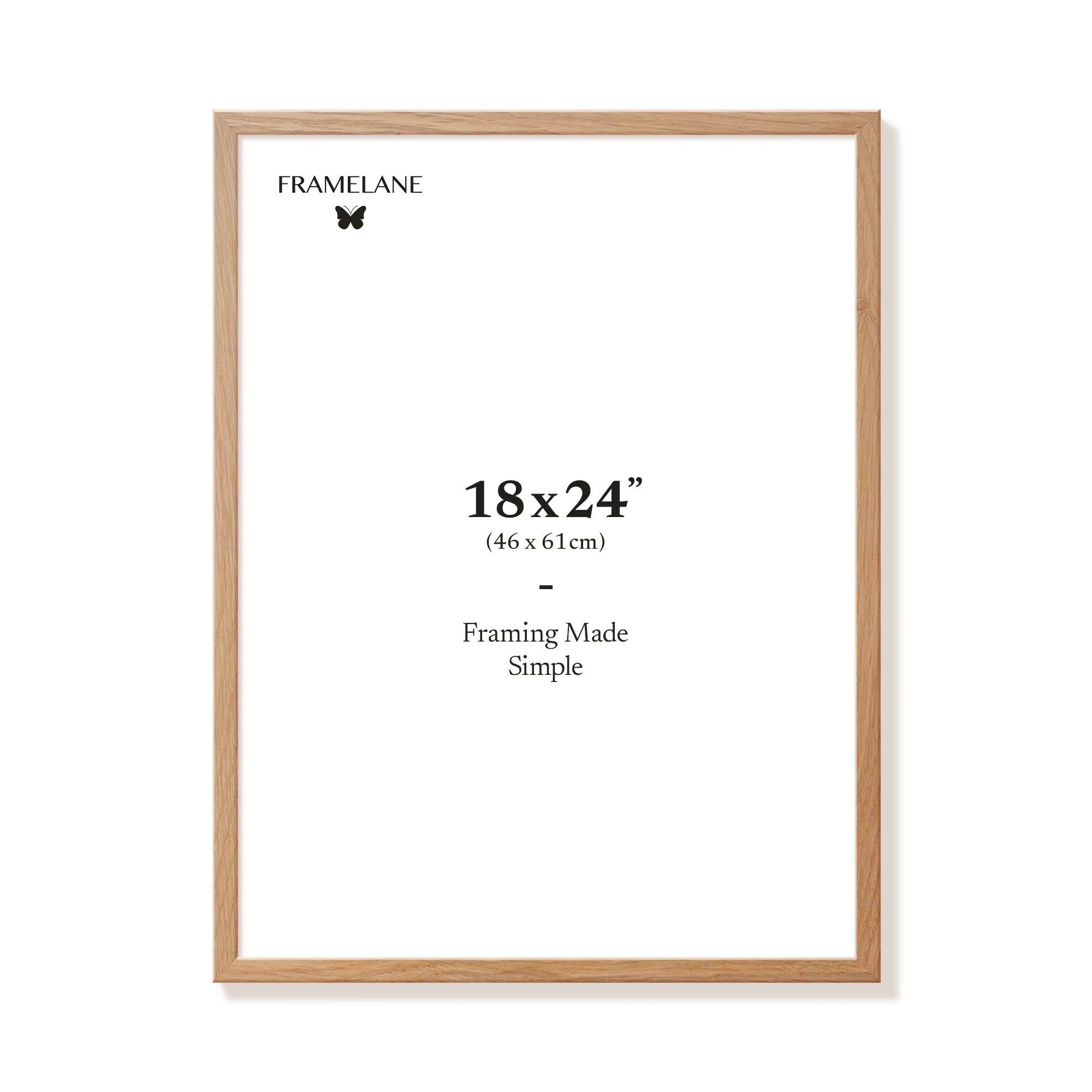 Natural oak picture frame 18x24 in, front view