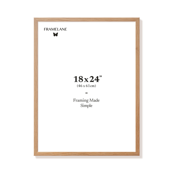 Natural oak picture frame 18x24 in, front view