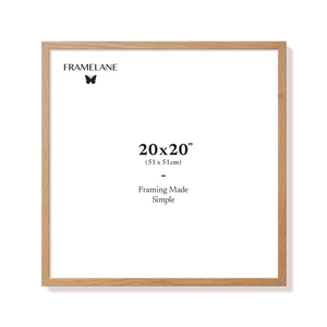 Natural oak picture frame 20x20 in, front view