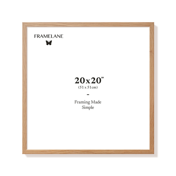 Natural oak picture frame 20x20 in, front view