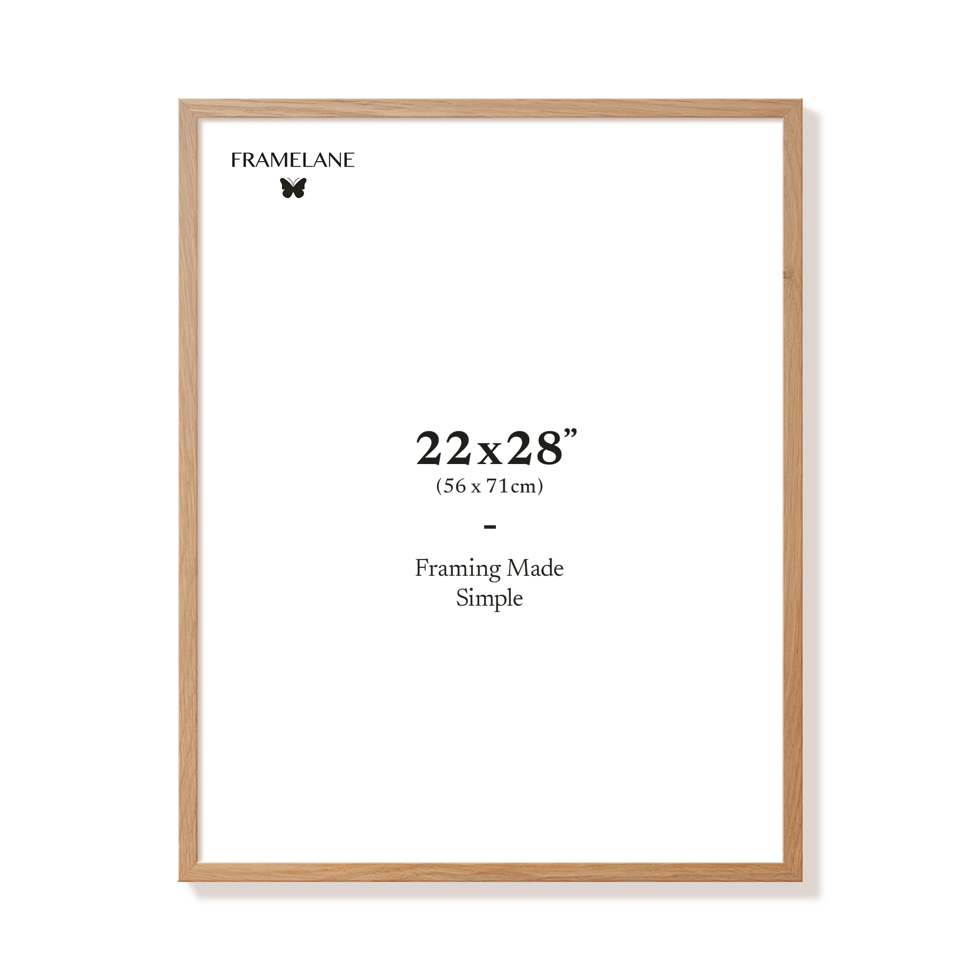 Natural oak picture frame 22x28 in, front view