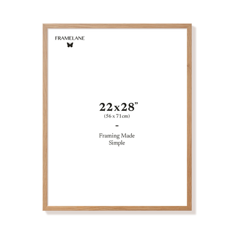 Natural oak picture frame 22x28 in, front view