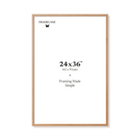 Natural oak picture frame 24x36 in, front view