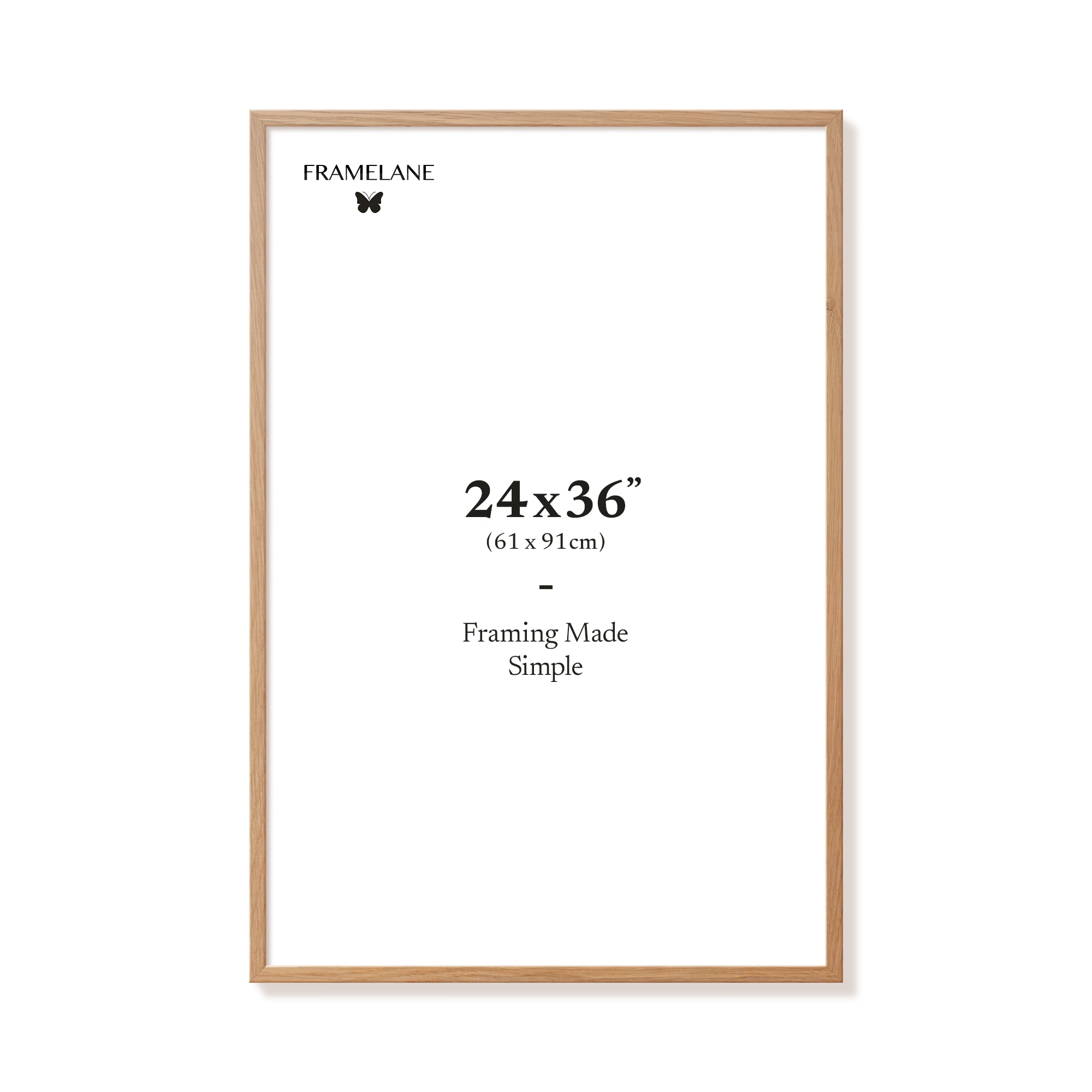 Natural oak picture frame 24x36 in, front view