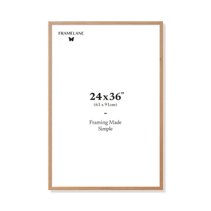 Natural oak picture frame 24x36 in, front view