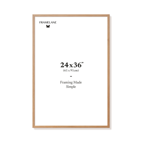 Natural oak picture frame 24x36 in, front view