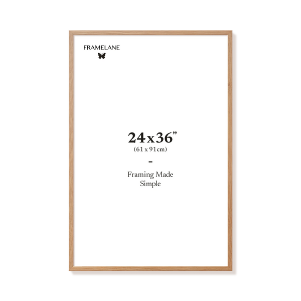 Natural oak picture frame 24x36 in, front view