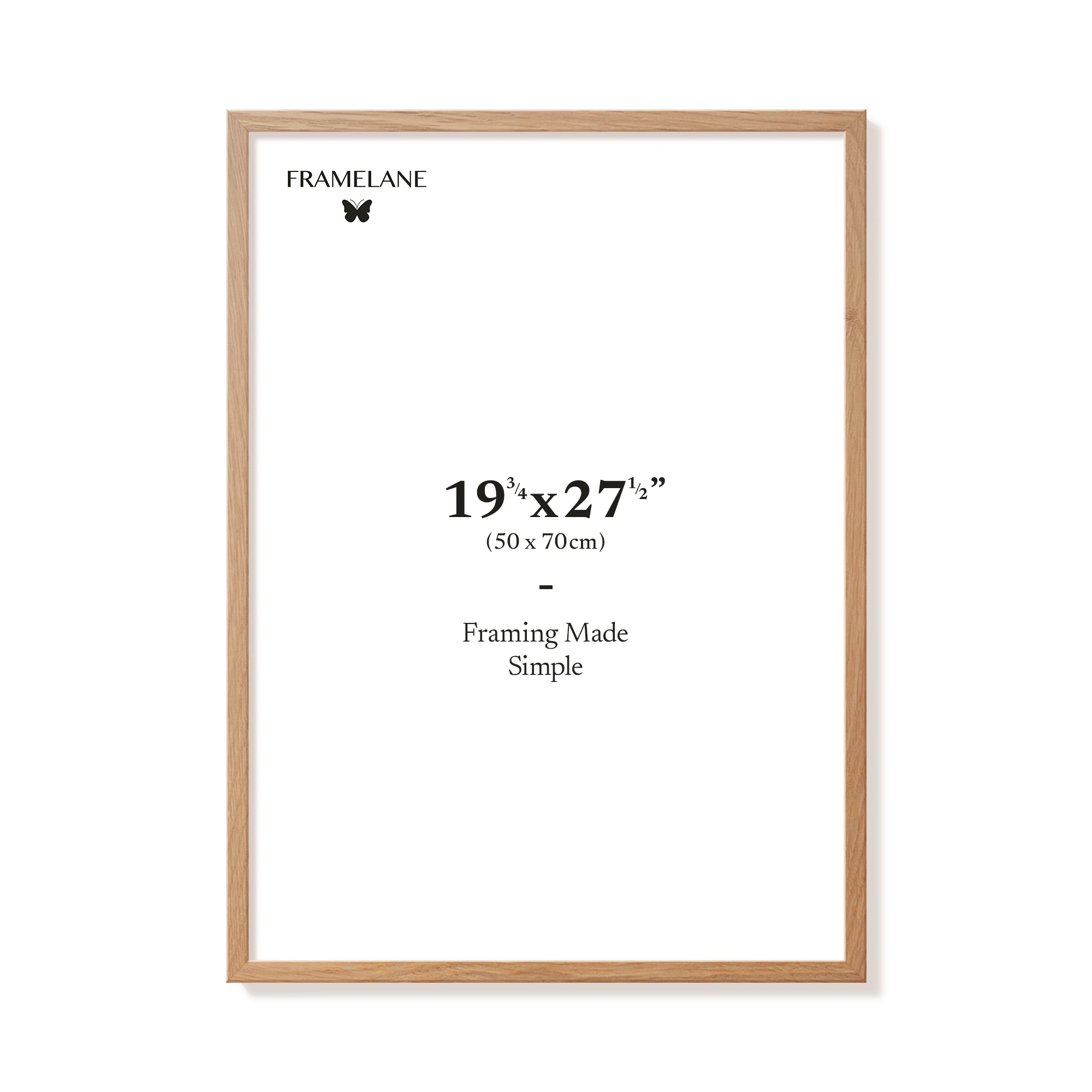 Natural oak picture frame 50x70 cm, front view