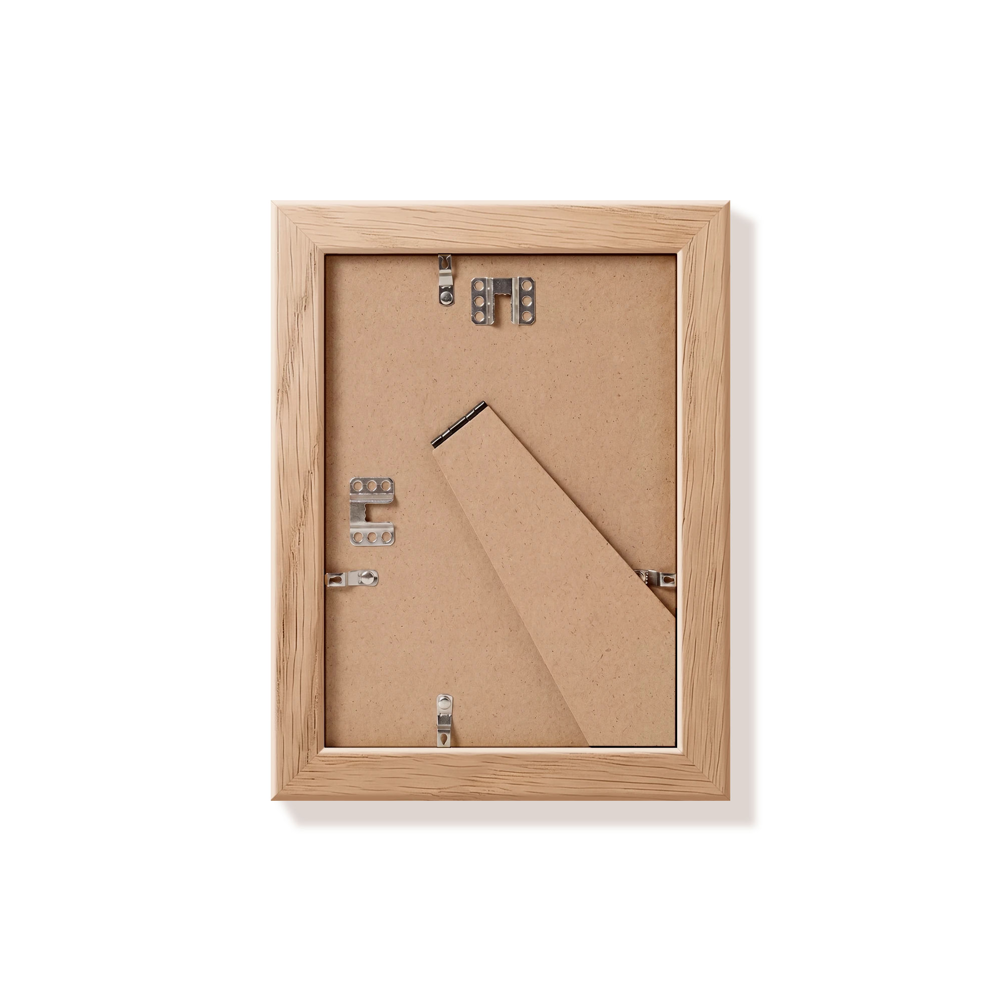 Back of natural oak 5x7 in frame with hanging hardware