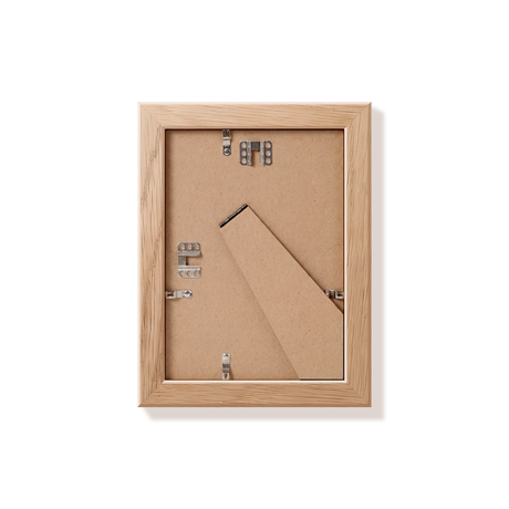 Back of natural oak 5x7 in frame with hanging hardware