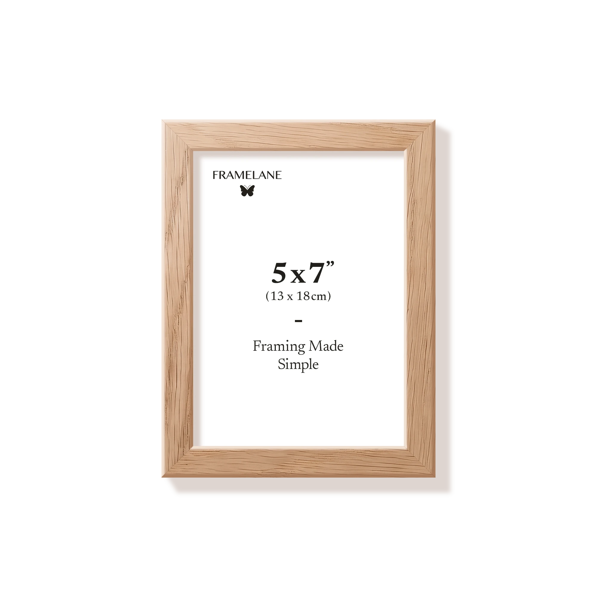Natural oak picture frame 5x7 in, front view