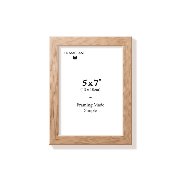 Natural oak picture frame 5x7 in, front view