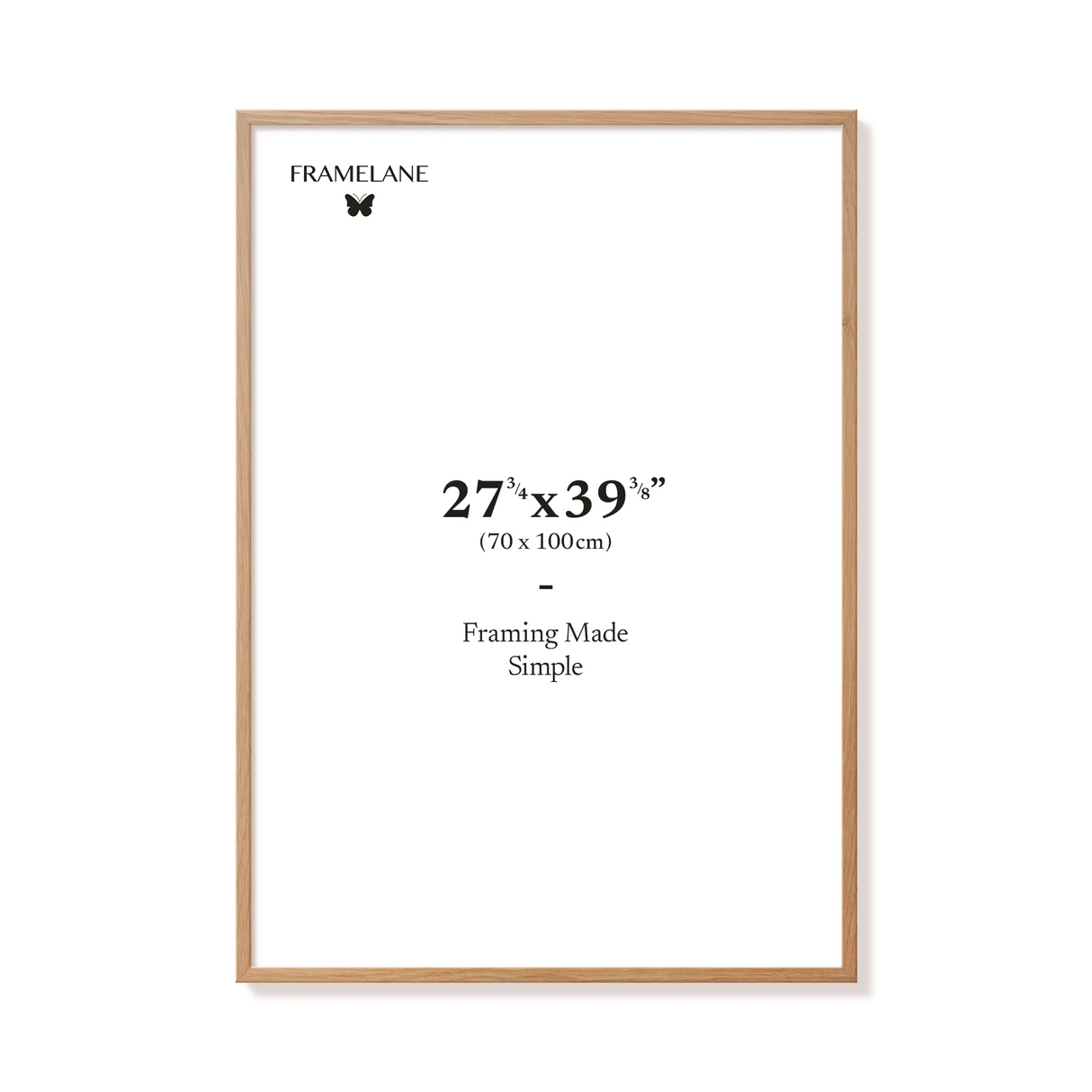 Natural oak picture frame 70x100 cm, front view