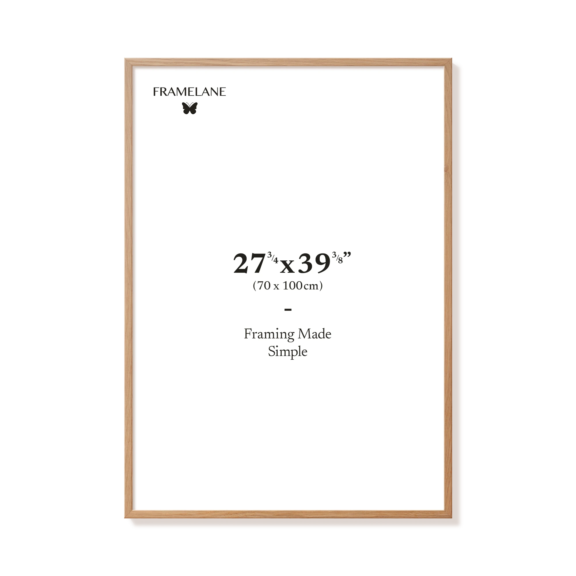 Natural oak picture frame 70x100 cm, front view