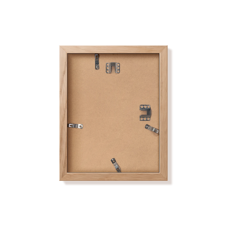 Back of natural oak 8.5x11 in frame with hanging hardware