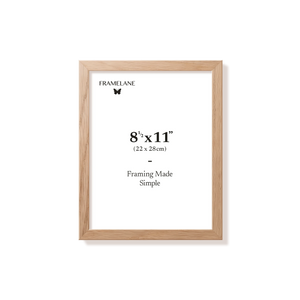 Natural oak picture frame 8.5x11 in, front view
