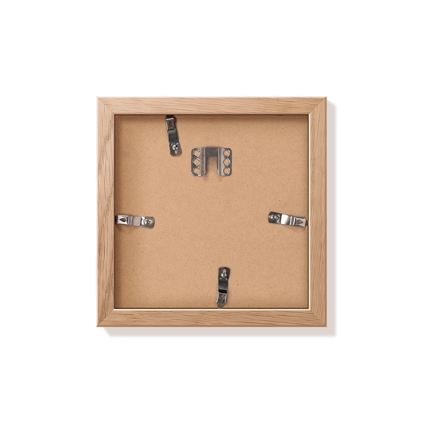 Back of natural oak 8x8 in frame with hanging hardware
