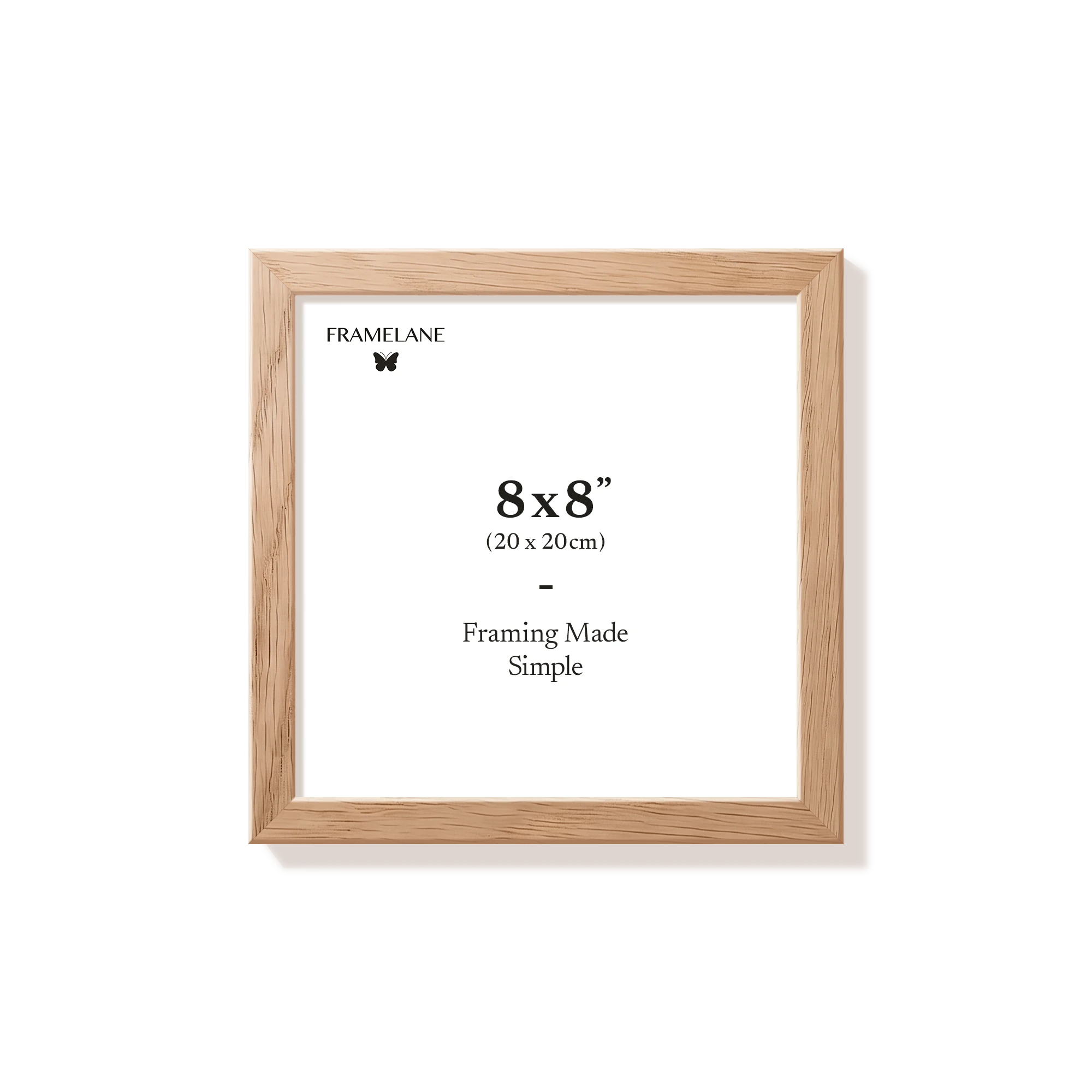 Natural oak picture frame 8x8 in, front view