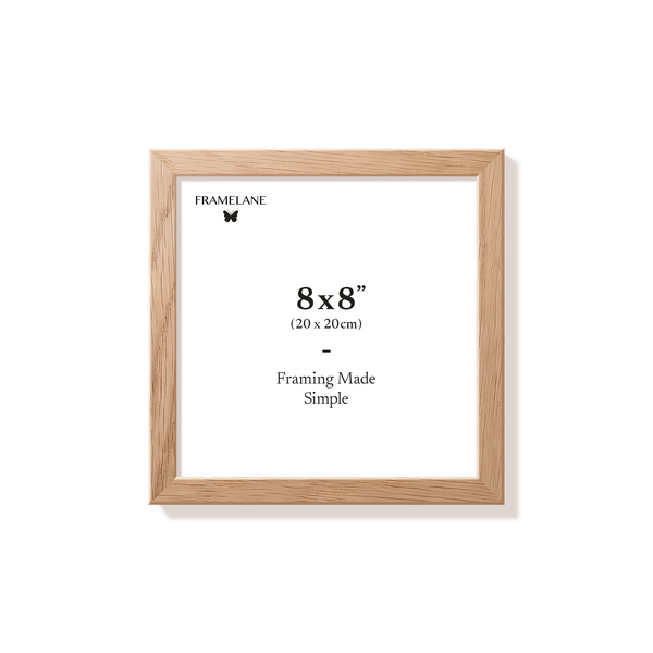 Natural oak picture frame 8x8 in, front view