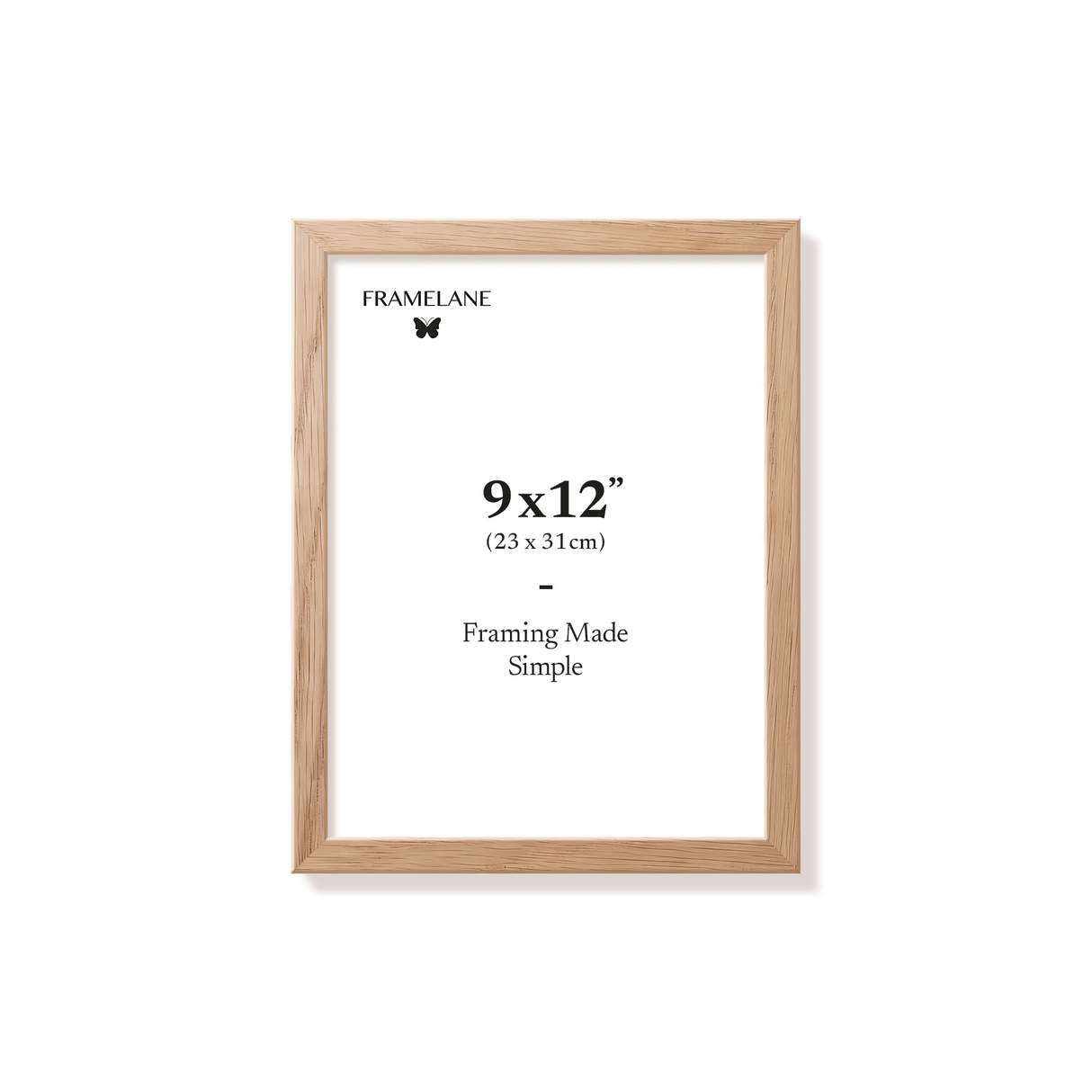 Natural oak picture frame 9x12 in, front view