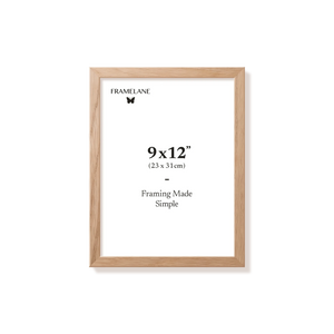 Natural oak picture frame 9x12 in, front view