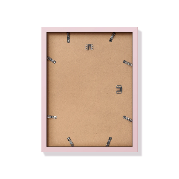 Back of pink 12x16 in frame with hanging hardware