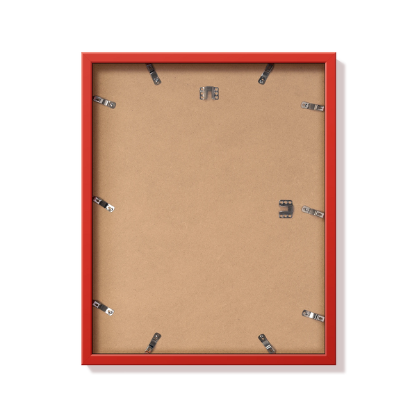 Back of red 16x20 in frame with hanging hardware