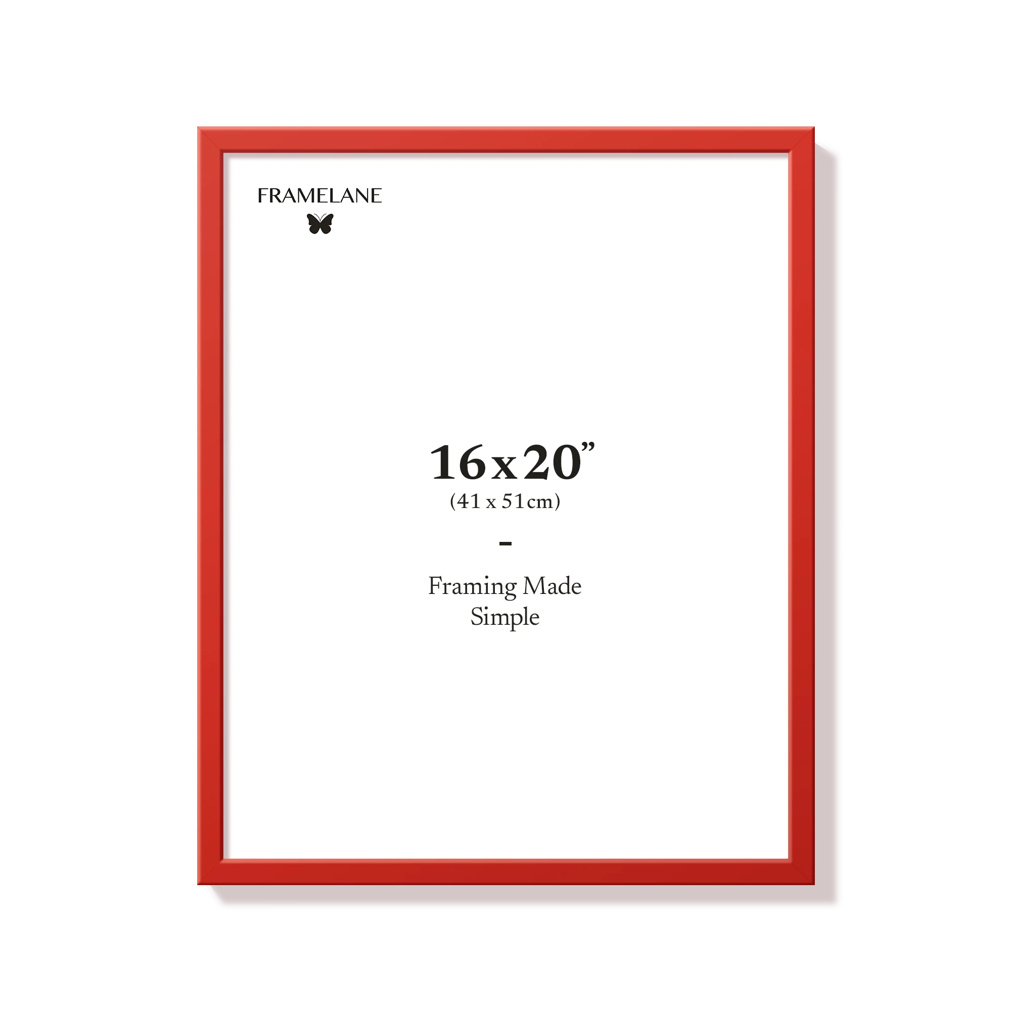 Red picture frame 16x20 in, front view