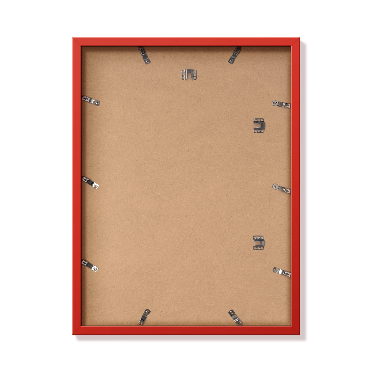 Back of red 18x24 in frame with hanging hardware