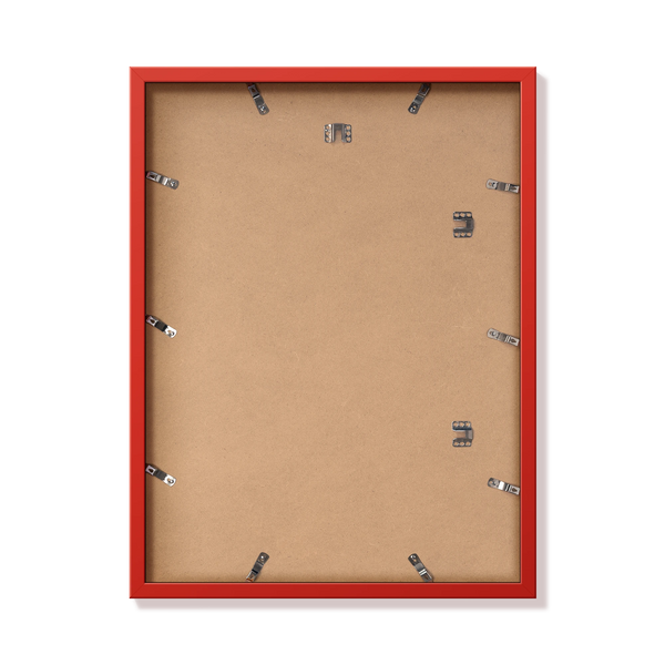 Back of red 18x24 in frame with hanging hardware