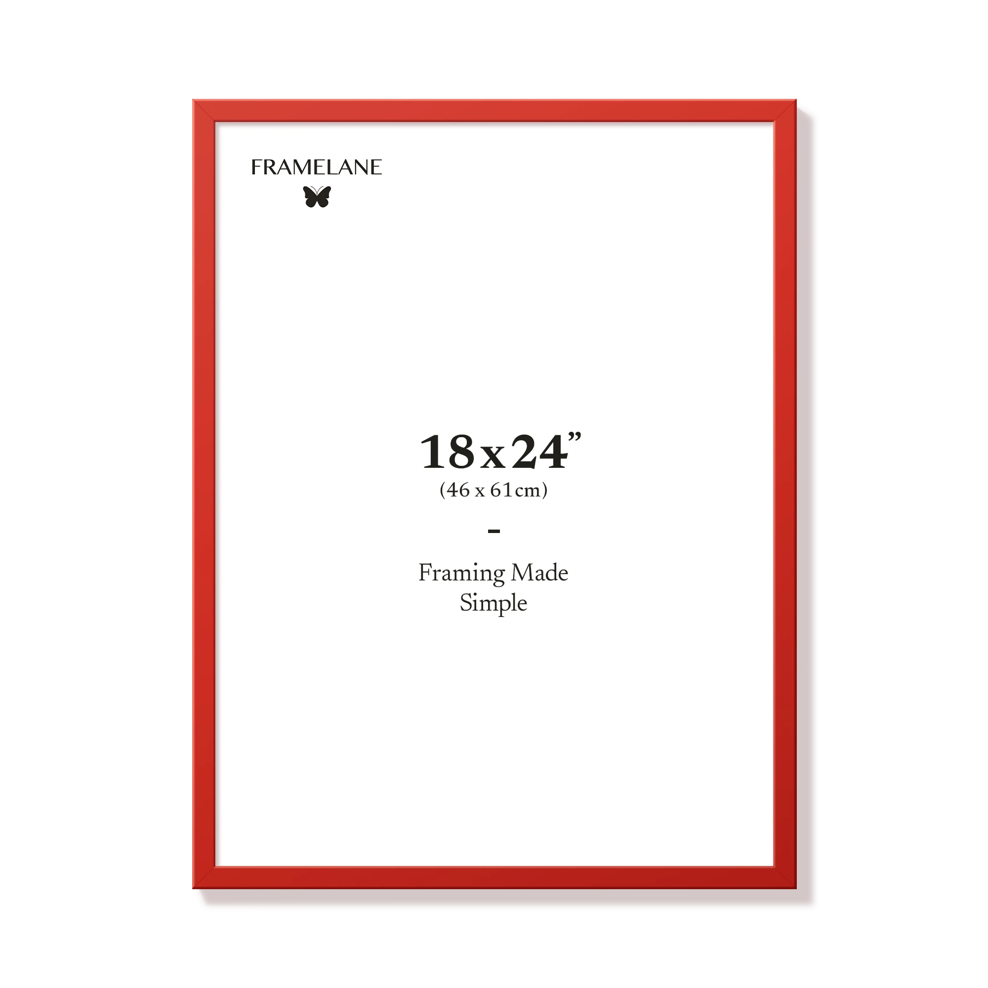Red picture frame 18x24 in, front view
