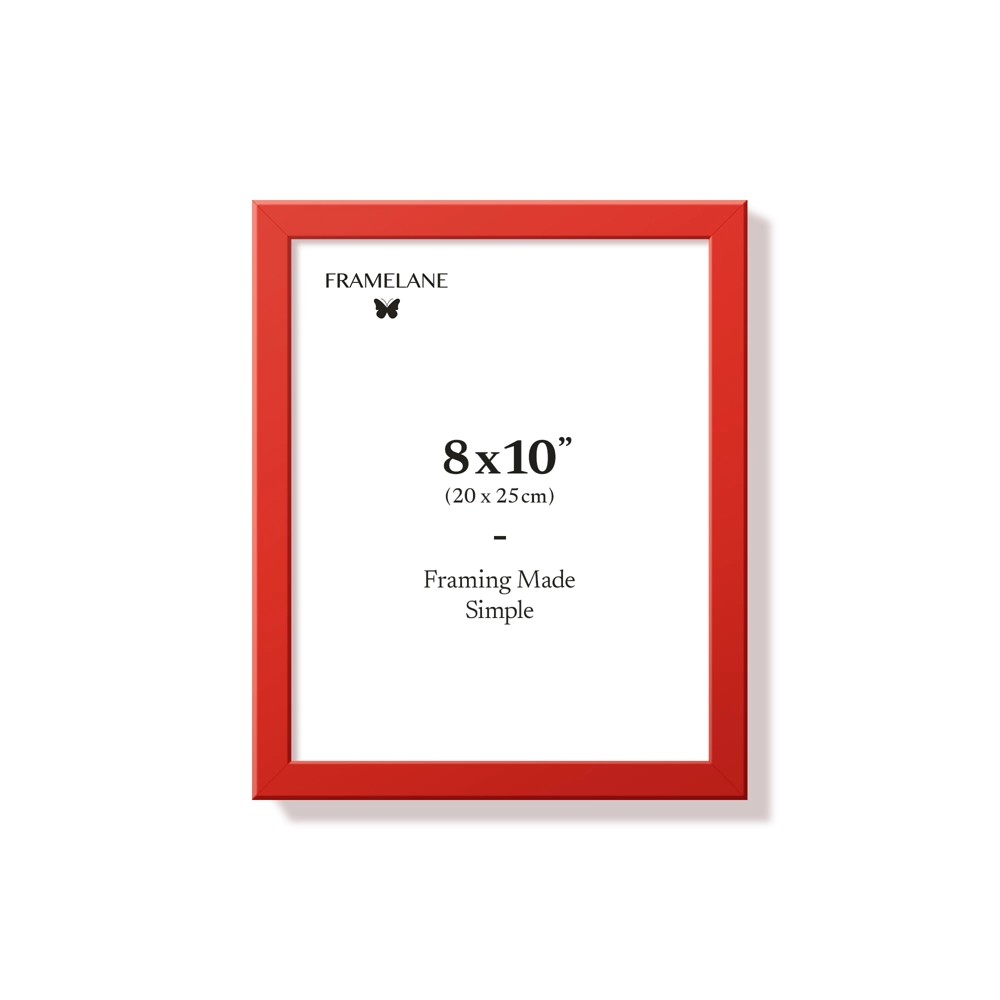 Red picture frame 8x10 in, front view