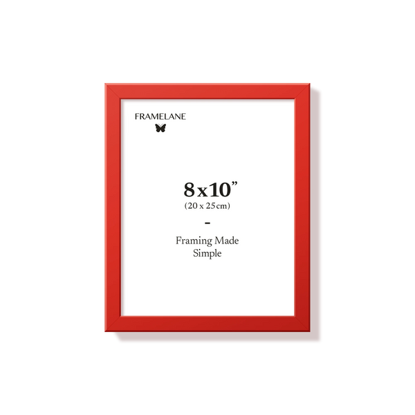 Red picture frame 8x10 in, front view