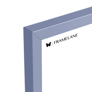 Violet frame corner detail showing painted solid wood finish