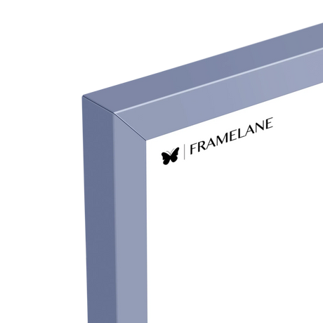 Violet frame corner detail showing painted solid wood finish