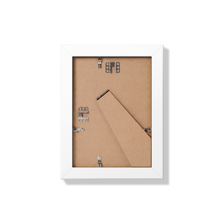 Back of white 5x7 in frame with hanging hardware