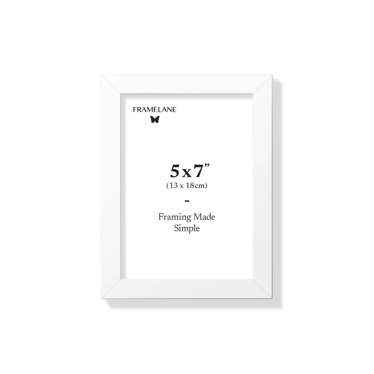 White picture frame 5x7 in, front view
