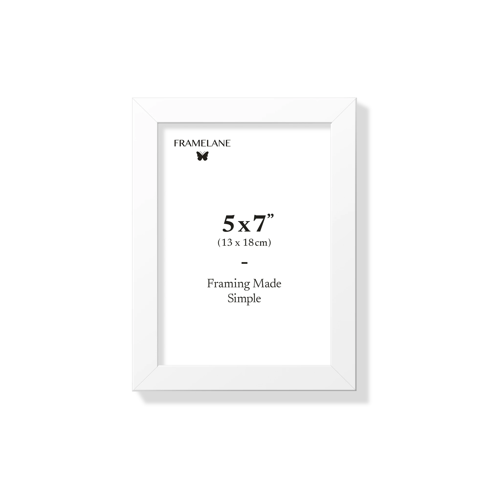 White picture frame 5x7 in, front view