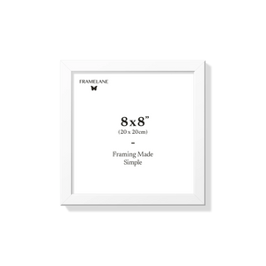 White picture frame 8x8 in, front view